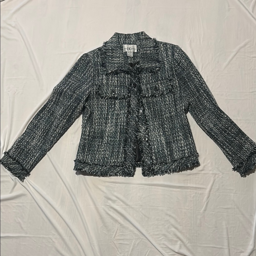Gibson Black and White Blazer Cropped Tailored Design